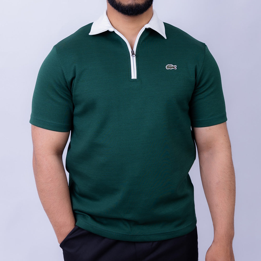 Slim Fit Half-Zip Interlock Men's Polo T-Shirt