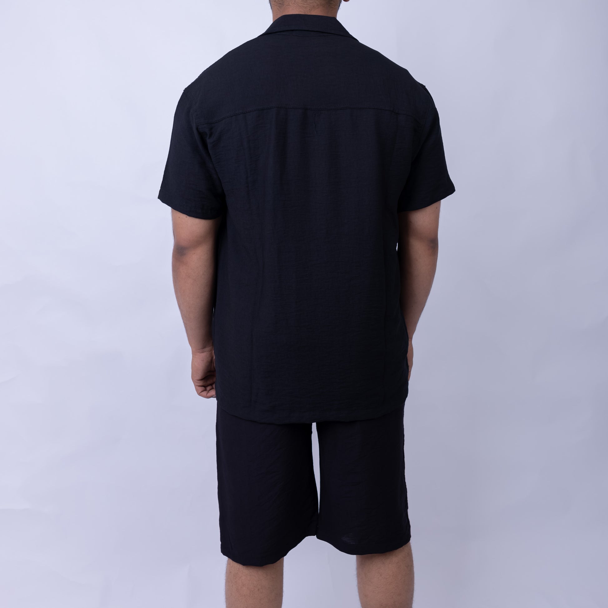 Linen Summer Set for Men | Shirt & Shorts Matching Suit Black