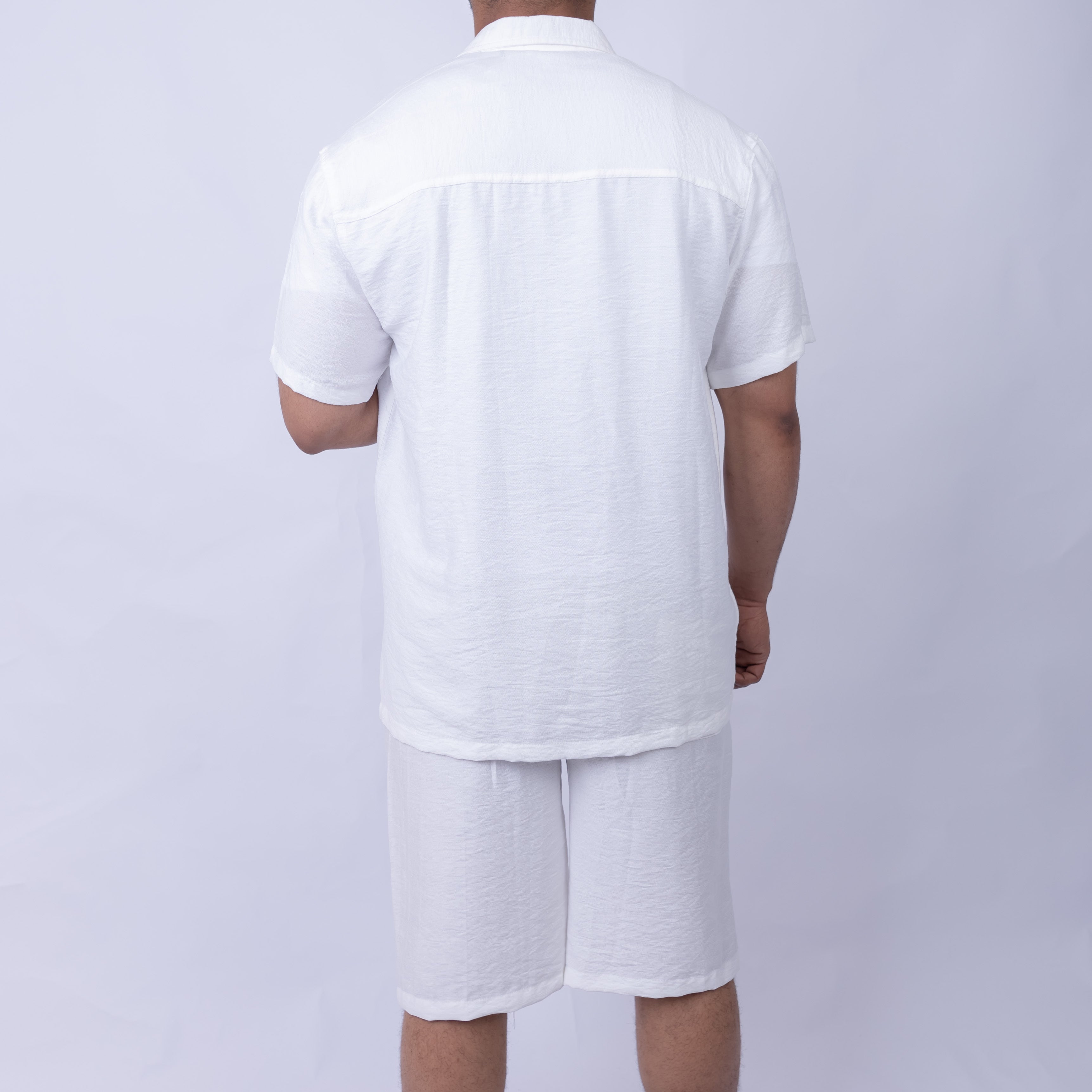 Linen Summer Set for Men | Shirt & Shorts Matching Suit White