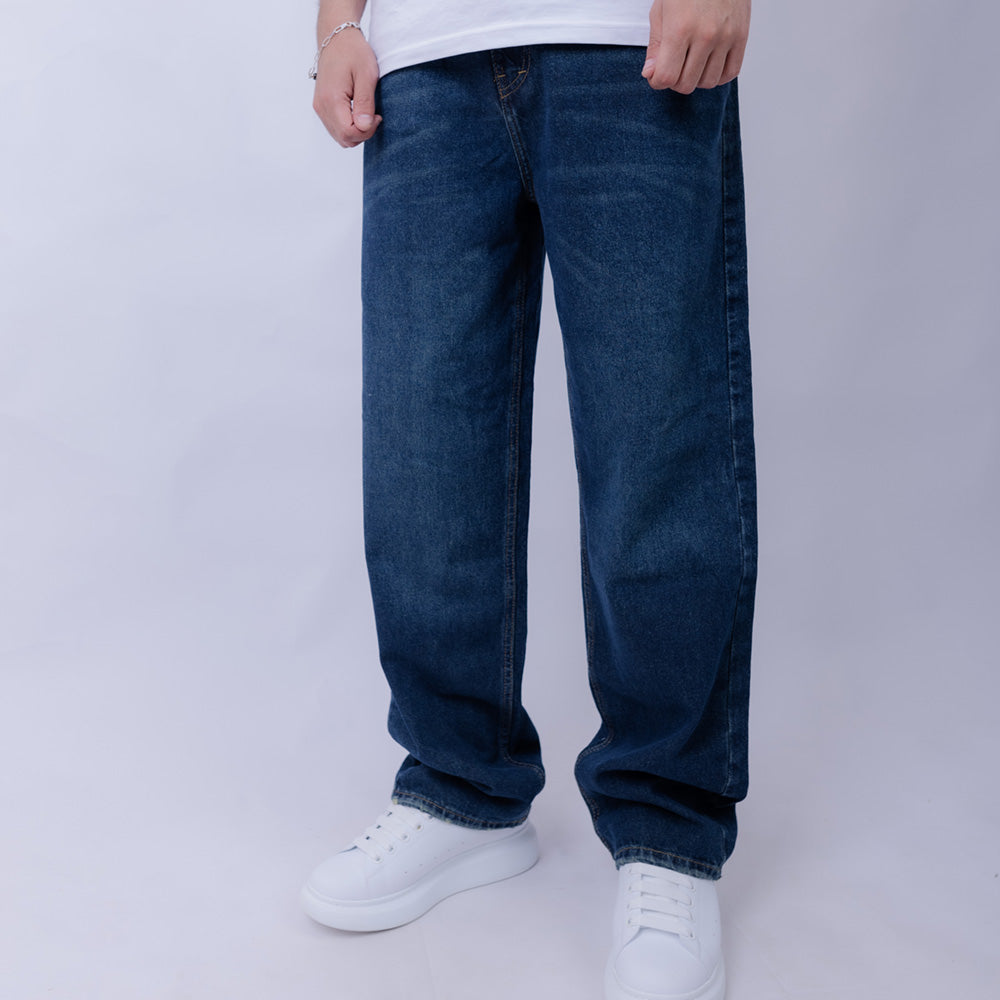 Baggy Wide-Leg Washed Black Denim Jeans MYLO U