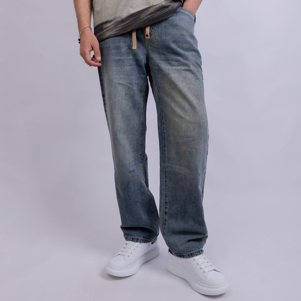 Wide Leg Relaxed Fit Denim Jeans - V