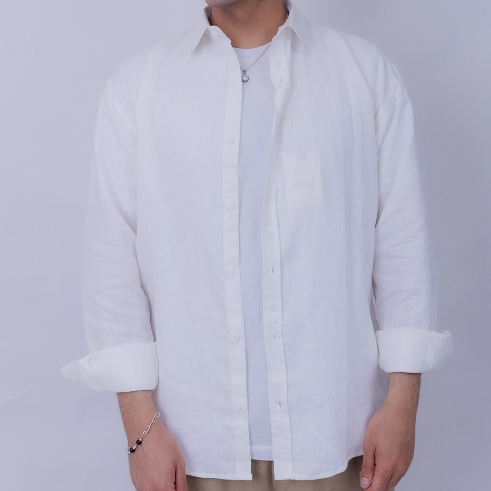 Regular Fit Linen Long Sleeve Shirt for Men