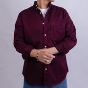 Slim Fit Gabardine Long Sleeve Shirt for Men