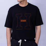 Loose Fit Men's Cotton Embroidered Patch Round Neck T-Shirt