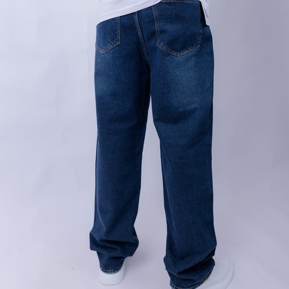 Baggy Wide-Leg Washed Black Denim Jeans MYLO U