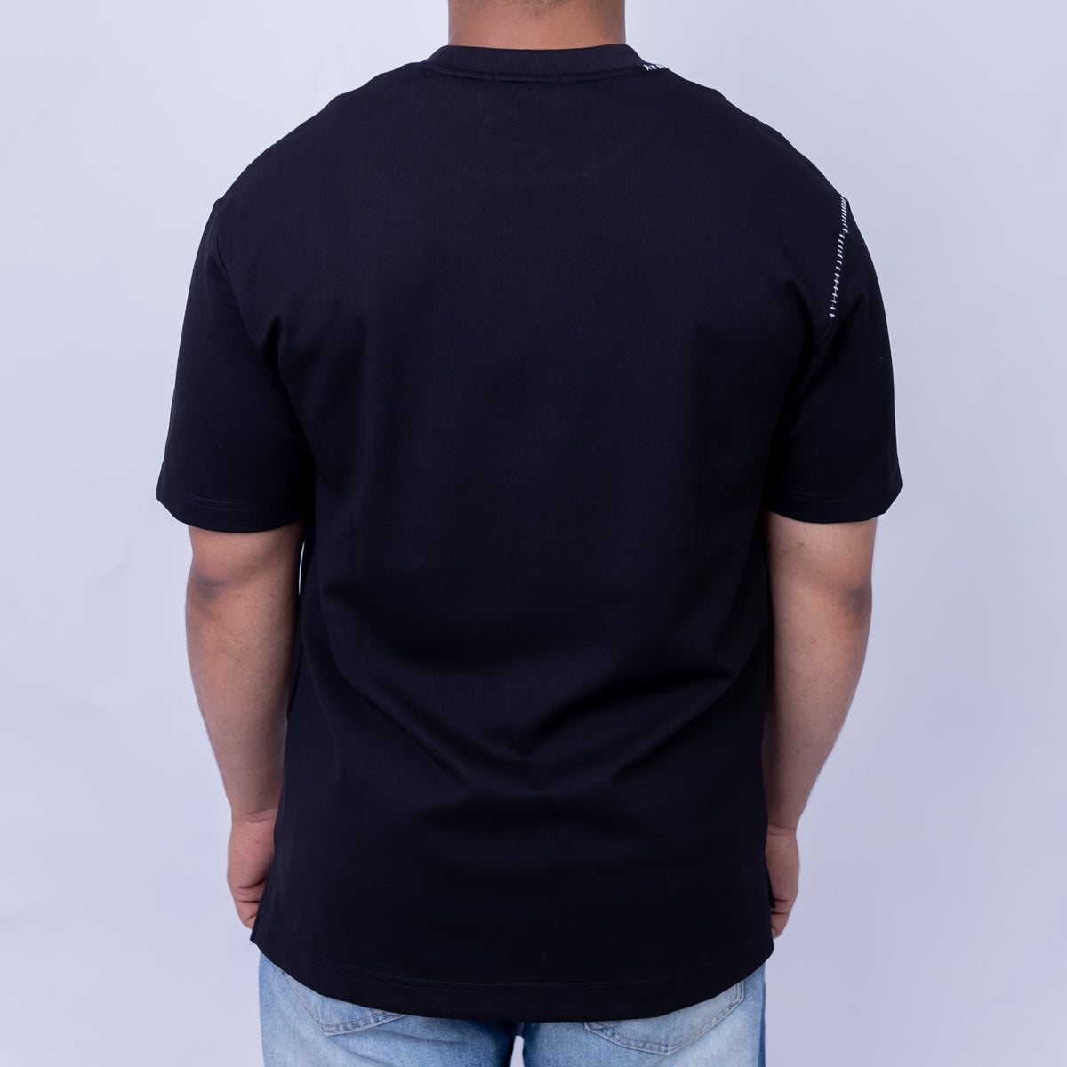 Oversized Cotton Blend Contrast Stitch Crew Neck T-Shirt