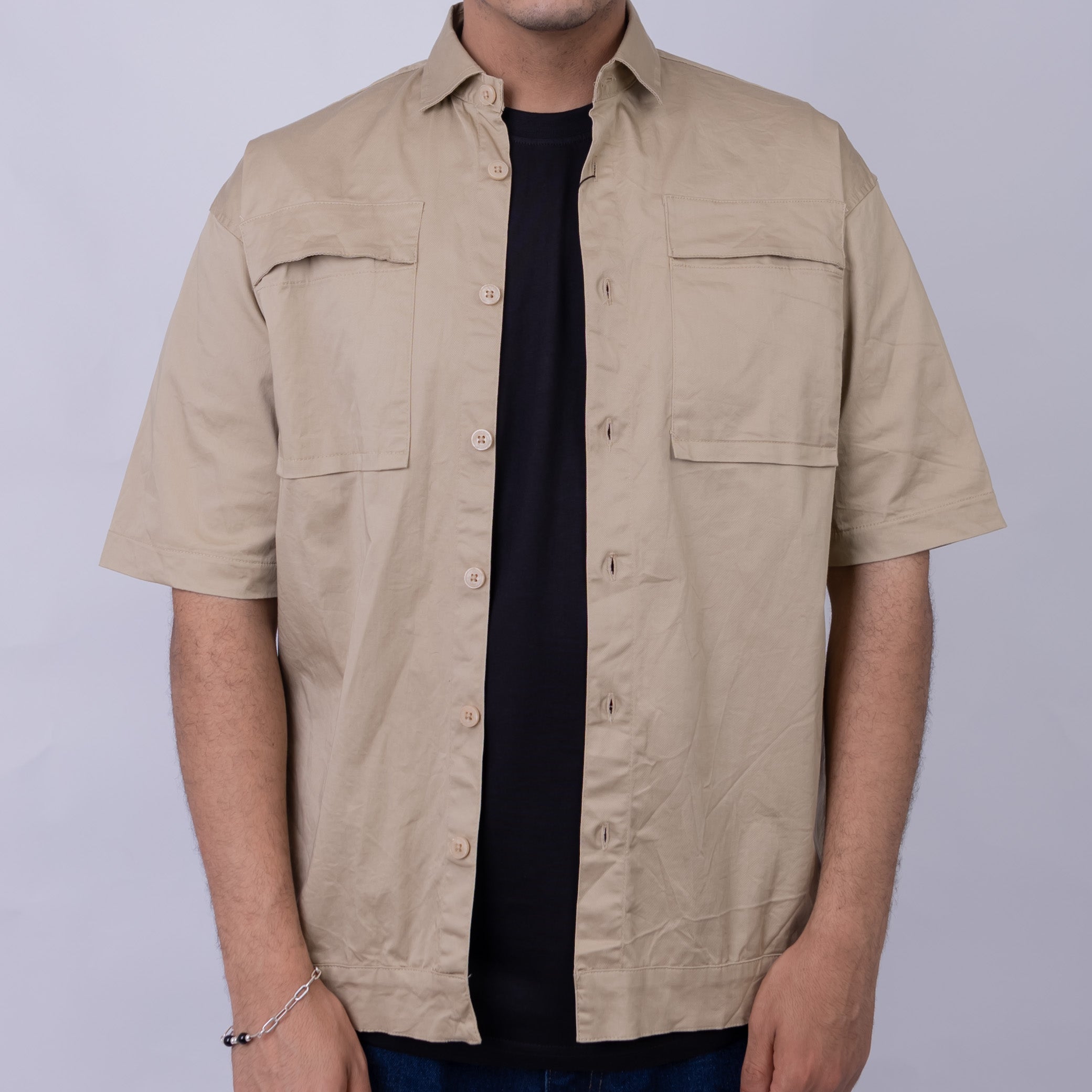Oversized Cotton Short Sleeve Shirt for Men
