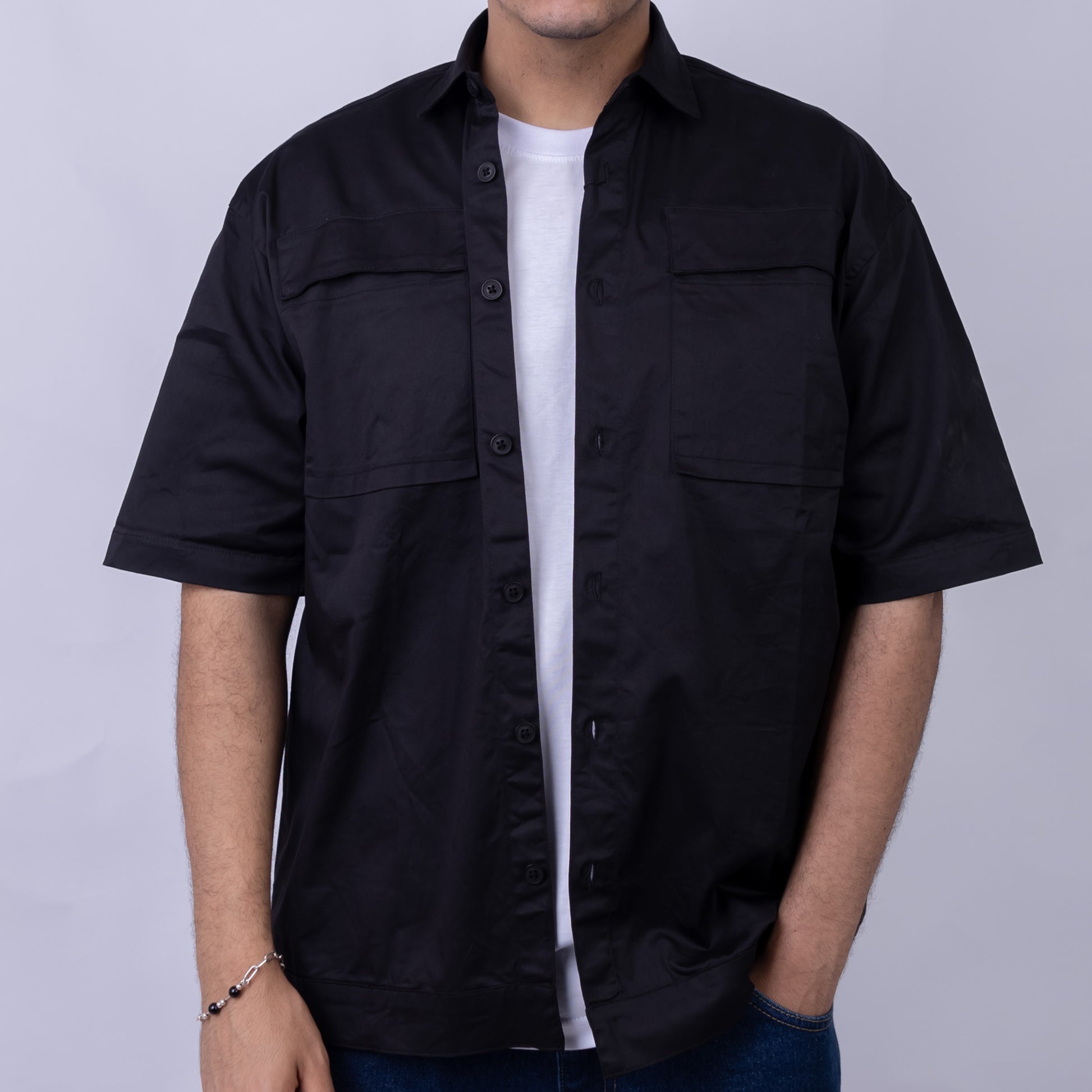 Oversized Cotton Short Sleeve Shirt for Men