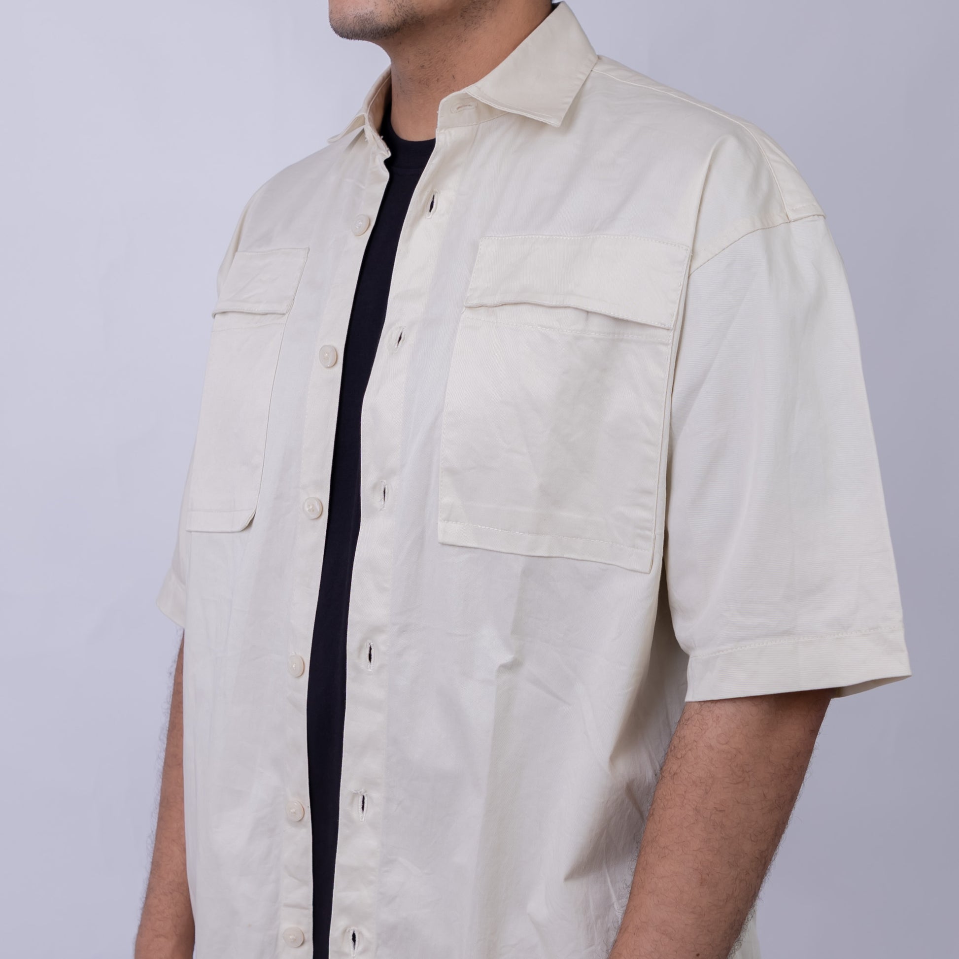 Oversized Cotton Short Sleeve Shirt for Men