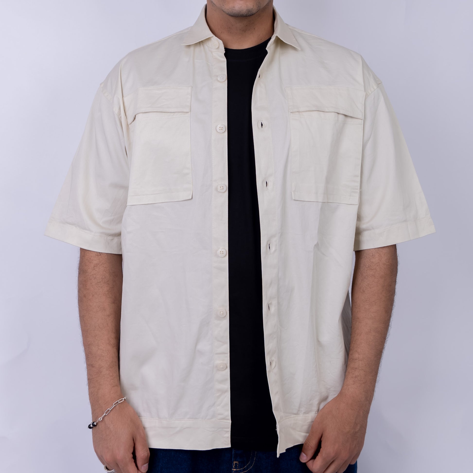 Oversized Cotton Short Sleeve Shirt for Men