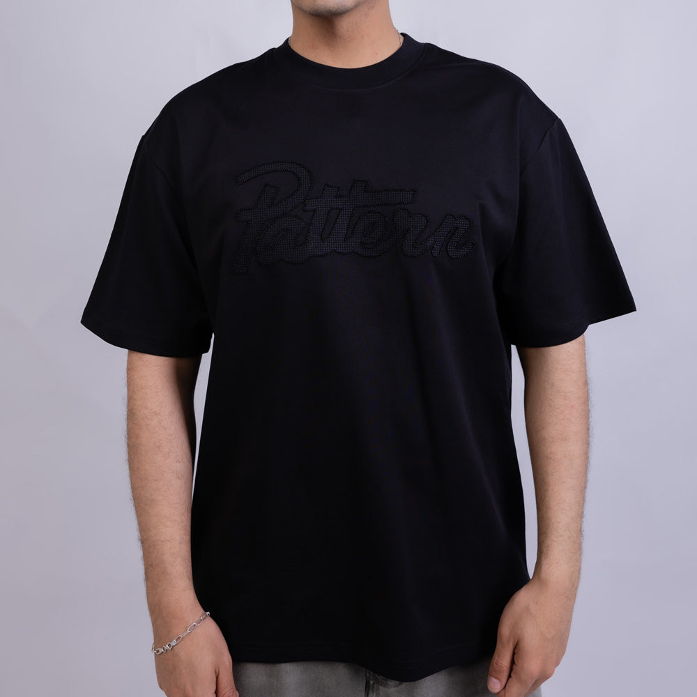 Relaxed Fit Men's Cotton Chest Embroidery Round Neck T-Shirt