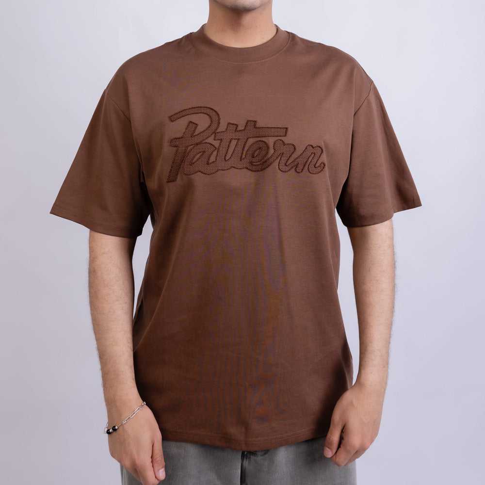 Relaxed Fit Men's Cotton Chest Embroidery Round Neck T-Shirt
