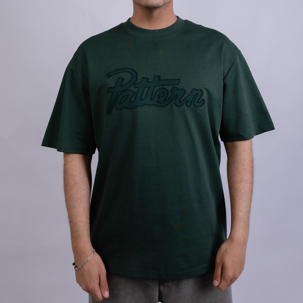 Relaxed Fit Men's Cotton Chest Embroidery Round Neck T-Shirt