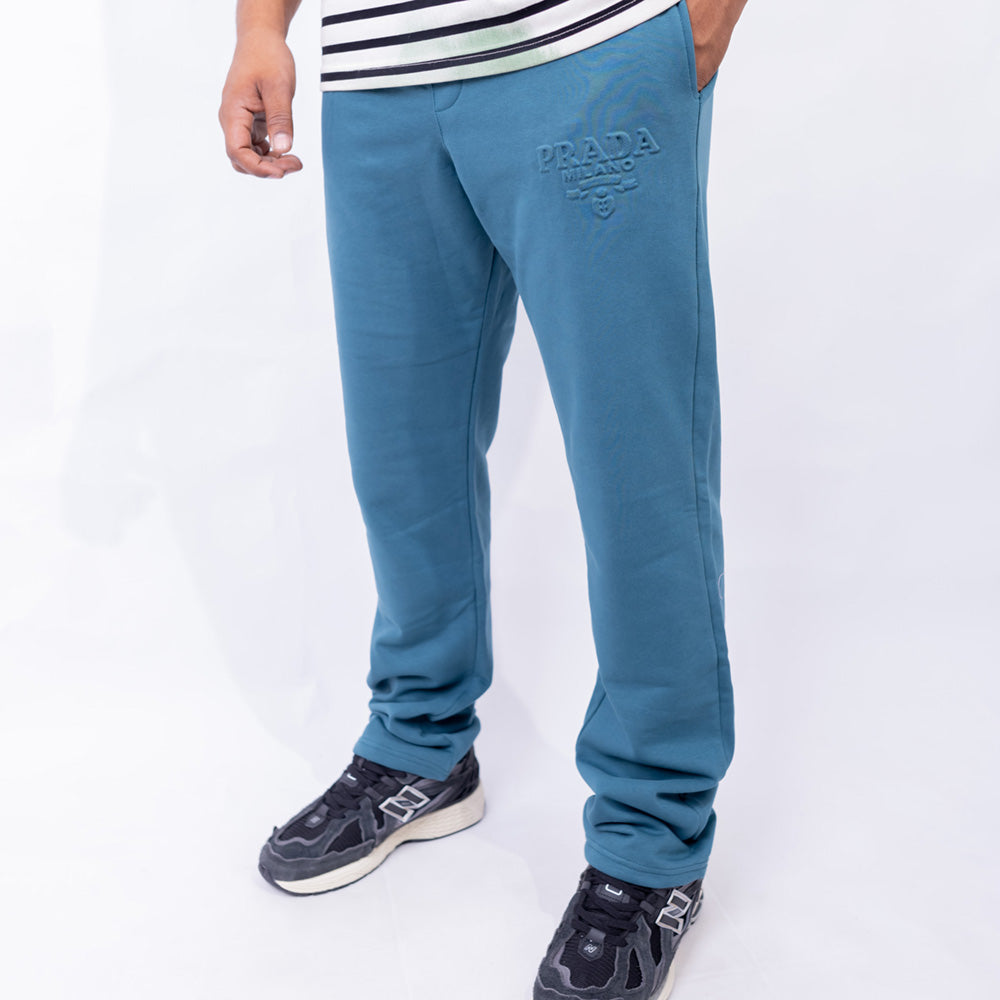 Sweatpants Wide Leg Relaxed Fit Embossed Logo for Men