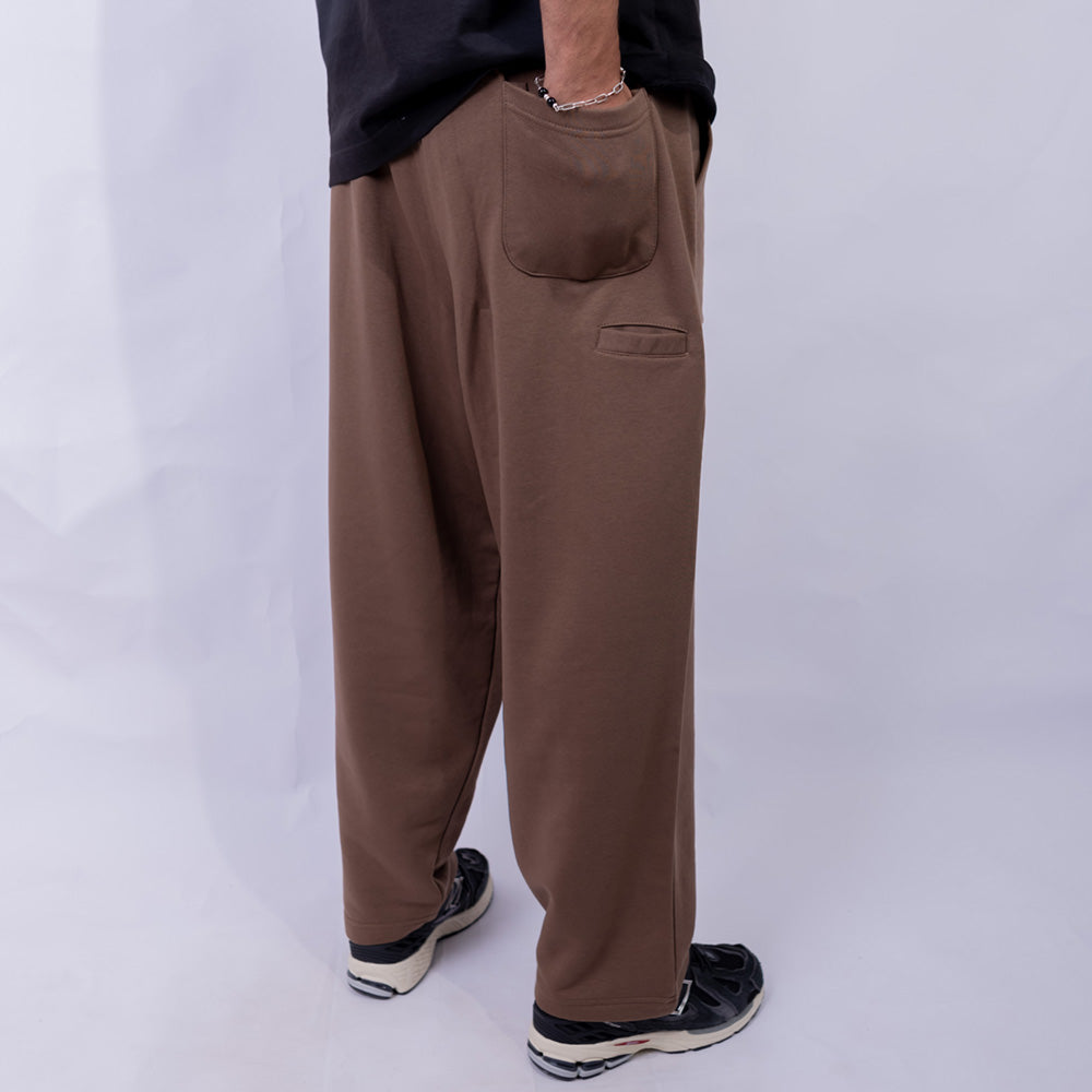 Wide Leg Fleece Sweatpants with Patch Pockets for Men
