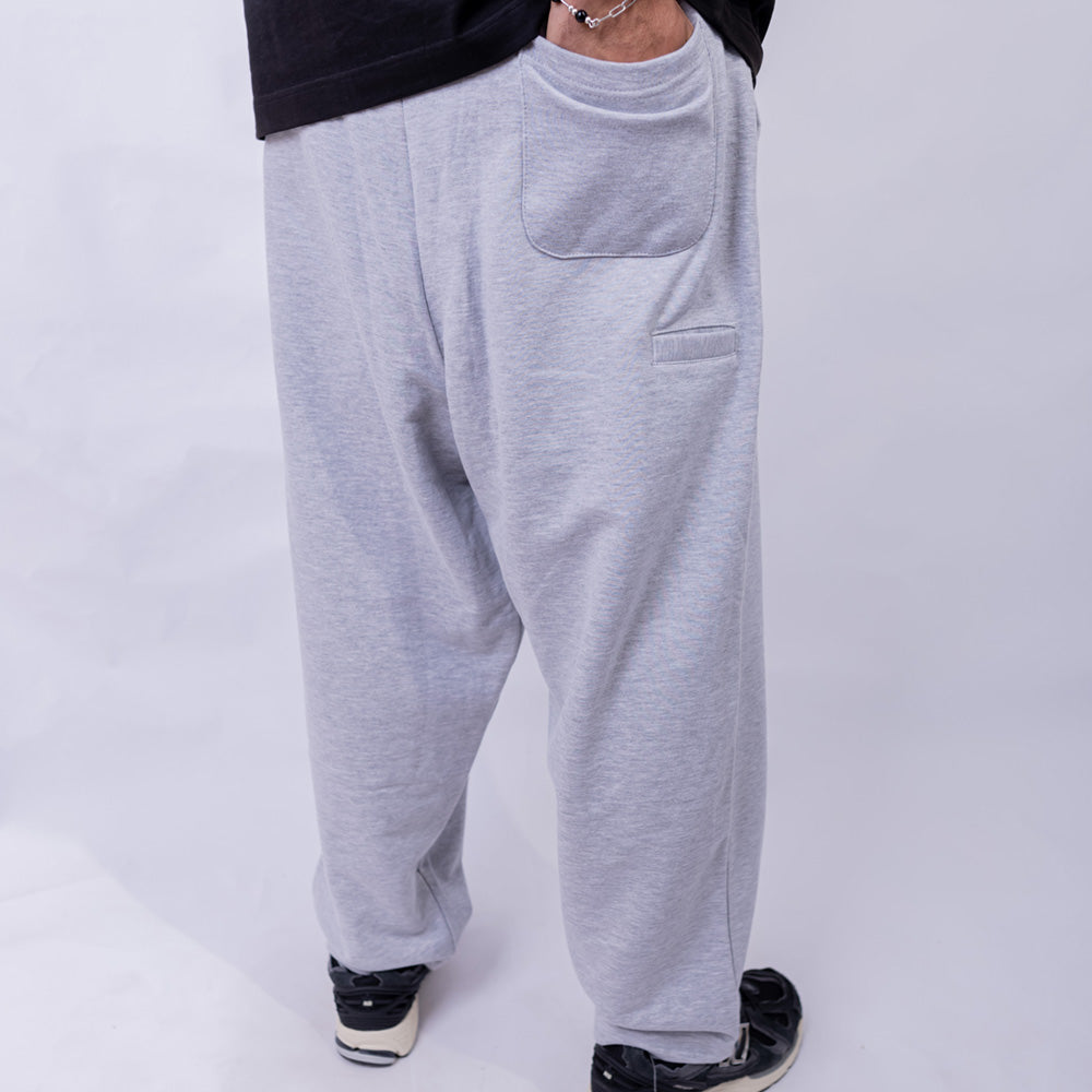 Wide Leg Fleece Sweatpants with Patch Pockets for Men