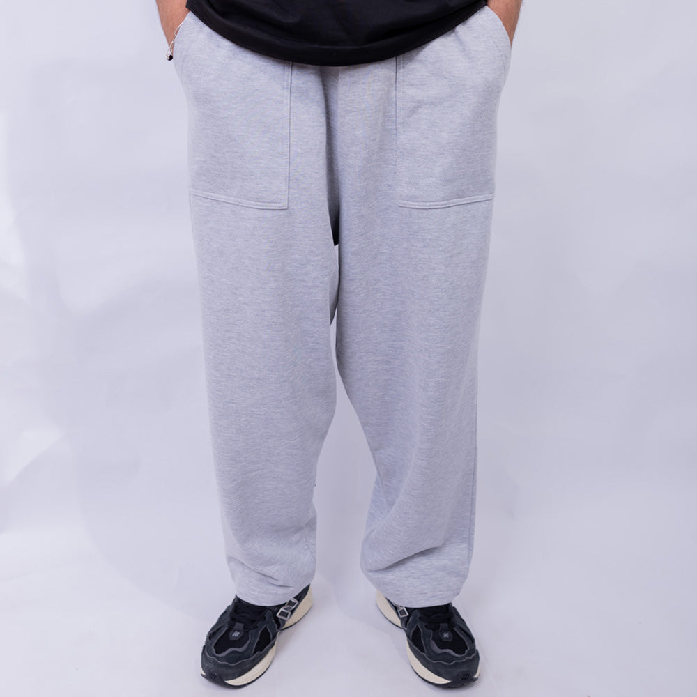 Wide Leg Fleece Sweatpants with Patch Pockets for Men
