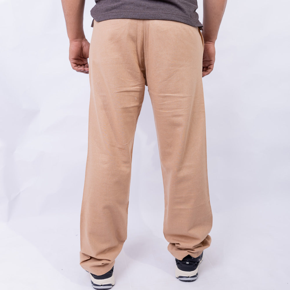 Relaxed Fit Twill Pants with Elastic Waist for Men