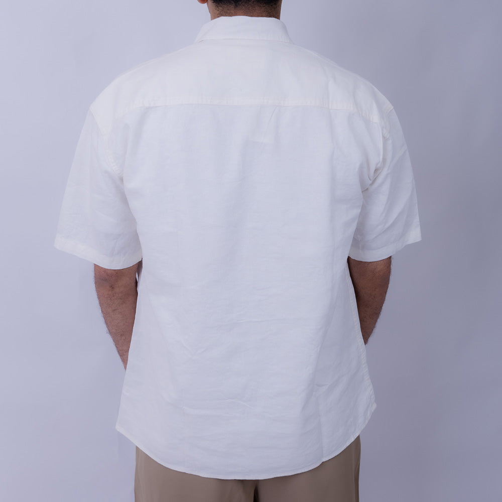 Regular Fit Linen Blend Short Sleeve Shirt for Men