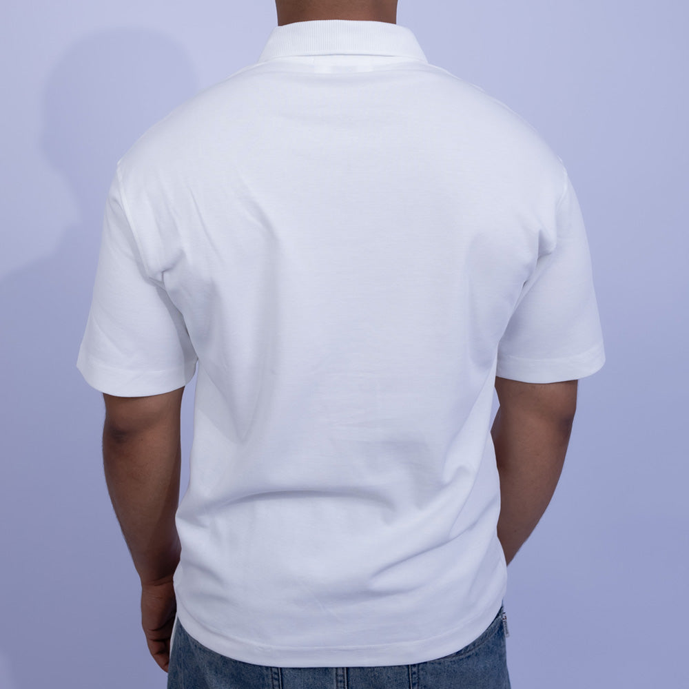 Relaxed Fit Cotton Piqué Plain Shirt for Men