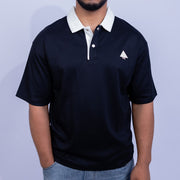 Relaxed Fit Cotton Piqué Polo Shirt with Contrast Collar for Men