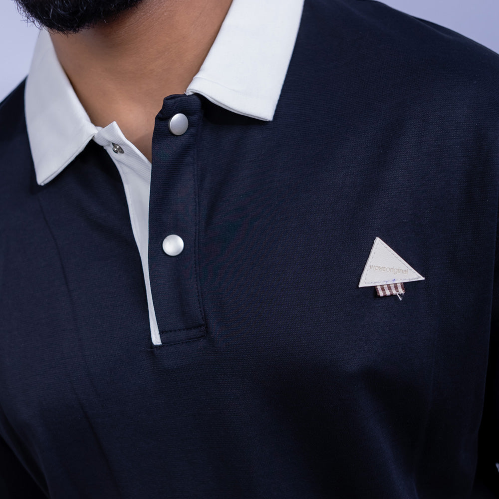 Relaxed Fit Cotton Piqué Polo Shirt with Contrast Collar
