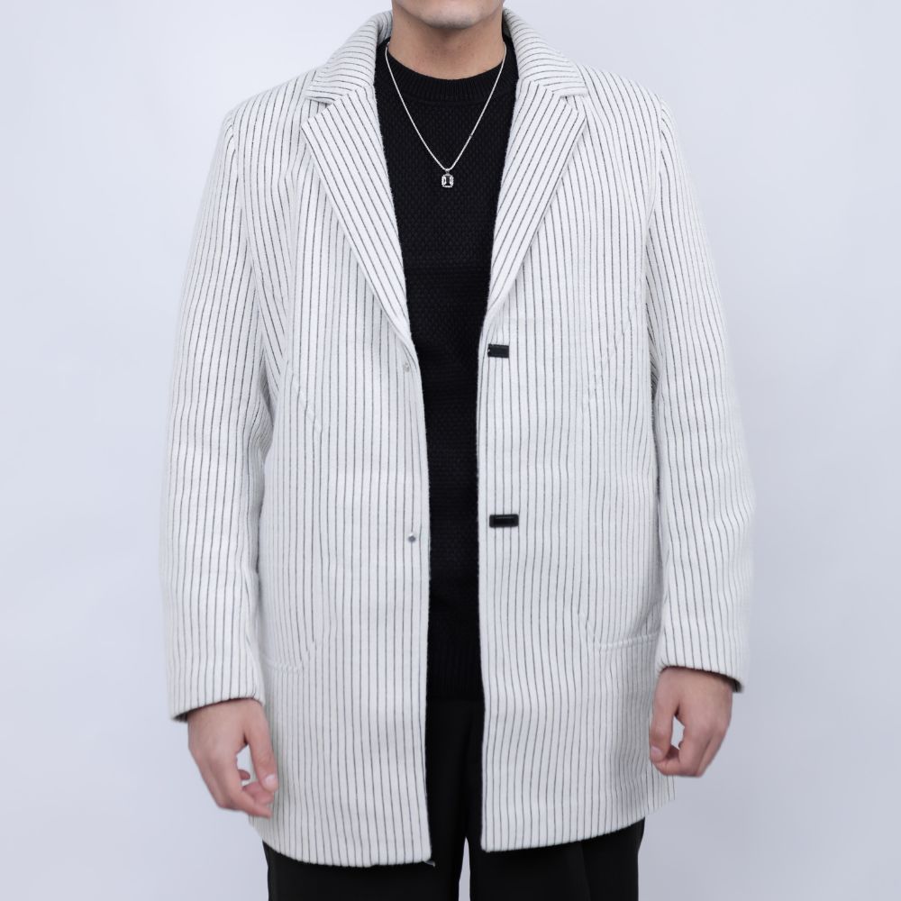 Relaxed Fit Wool Coat for Men