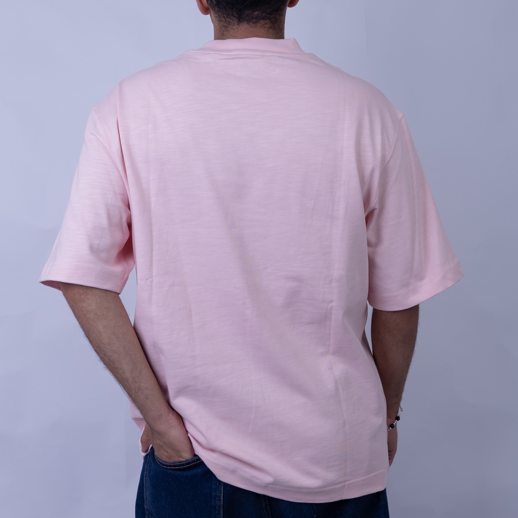 Oversized Men's Cotton Chest Graphic Print Round Neck T-Shirt
