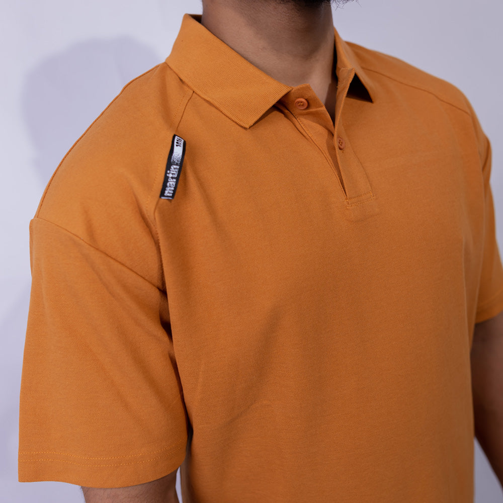 Relaxed Fit Cotton Piqué Polo with Shoulder Badge for Men