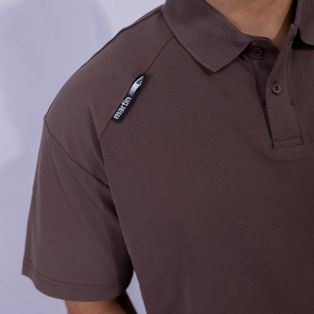 Relaxed Fit Cotton Piqué Polo with Shoulder Badge for Men