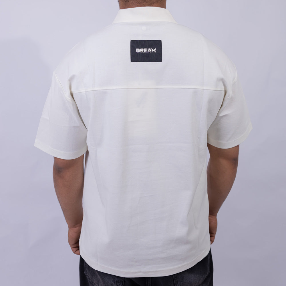 Relaxed Fit Cotton Piqué Polo with Shoulder Badge for Men