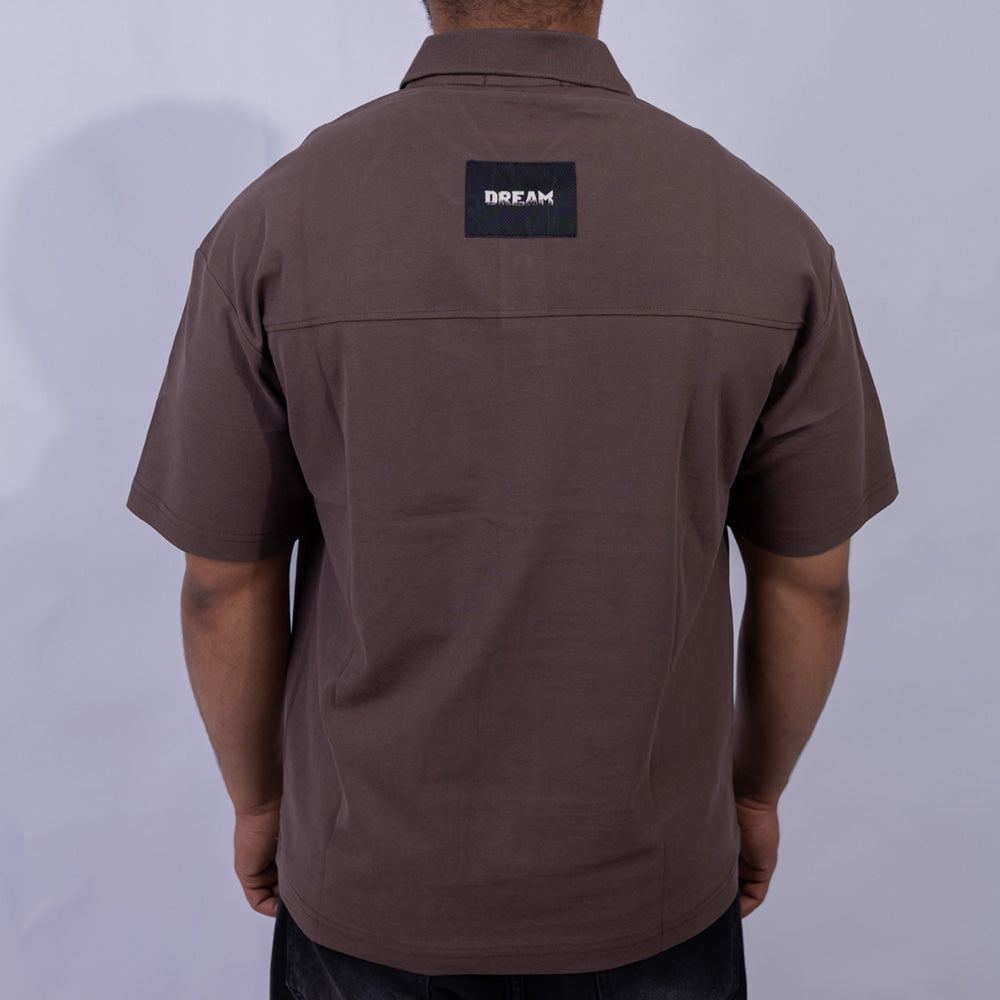Relaxed Fit Cotton Piqué Polo with Shoulder Badge for Men