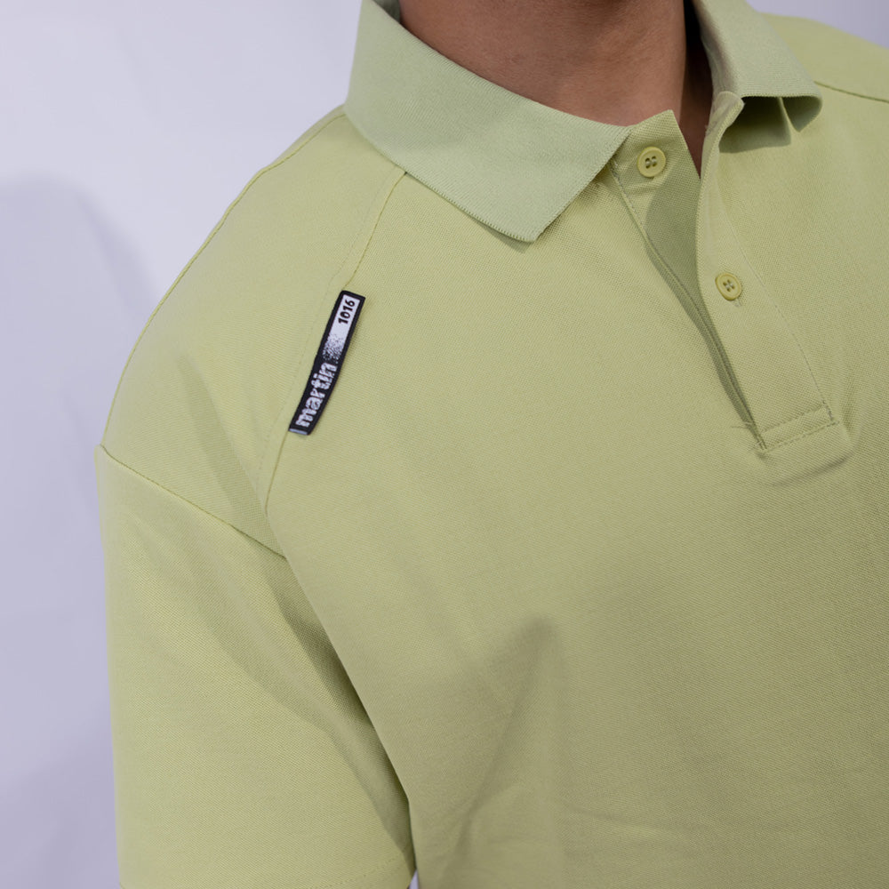 Relaxed Fit Cotton Piqué Polo with Shoulder Badge for Men