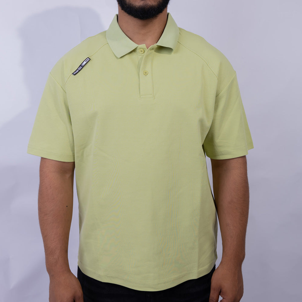 Relaxed Fit Cotton Piqué Polo with Shoulder Badge for Men