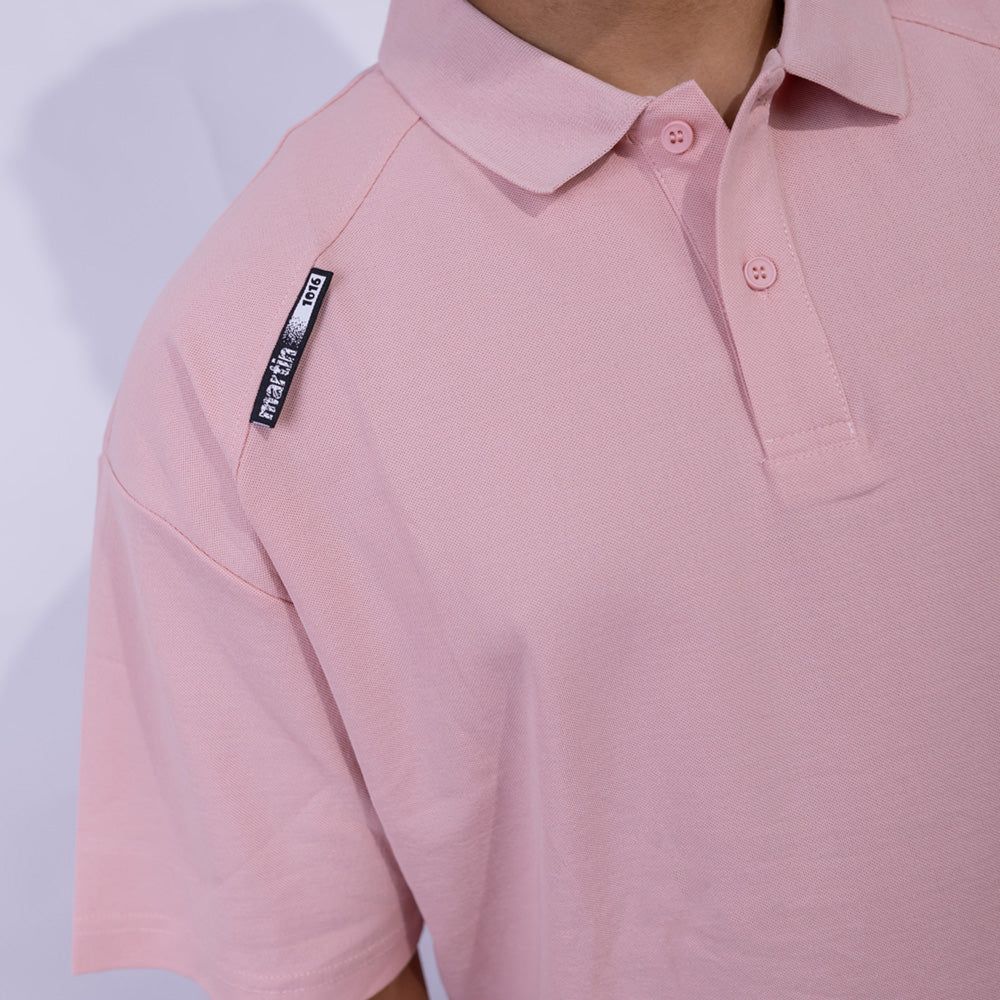 Relaxed Fit Cotton Piqué Polo with Shoulder Badge for Men
