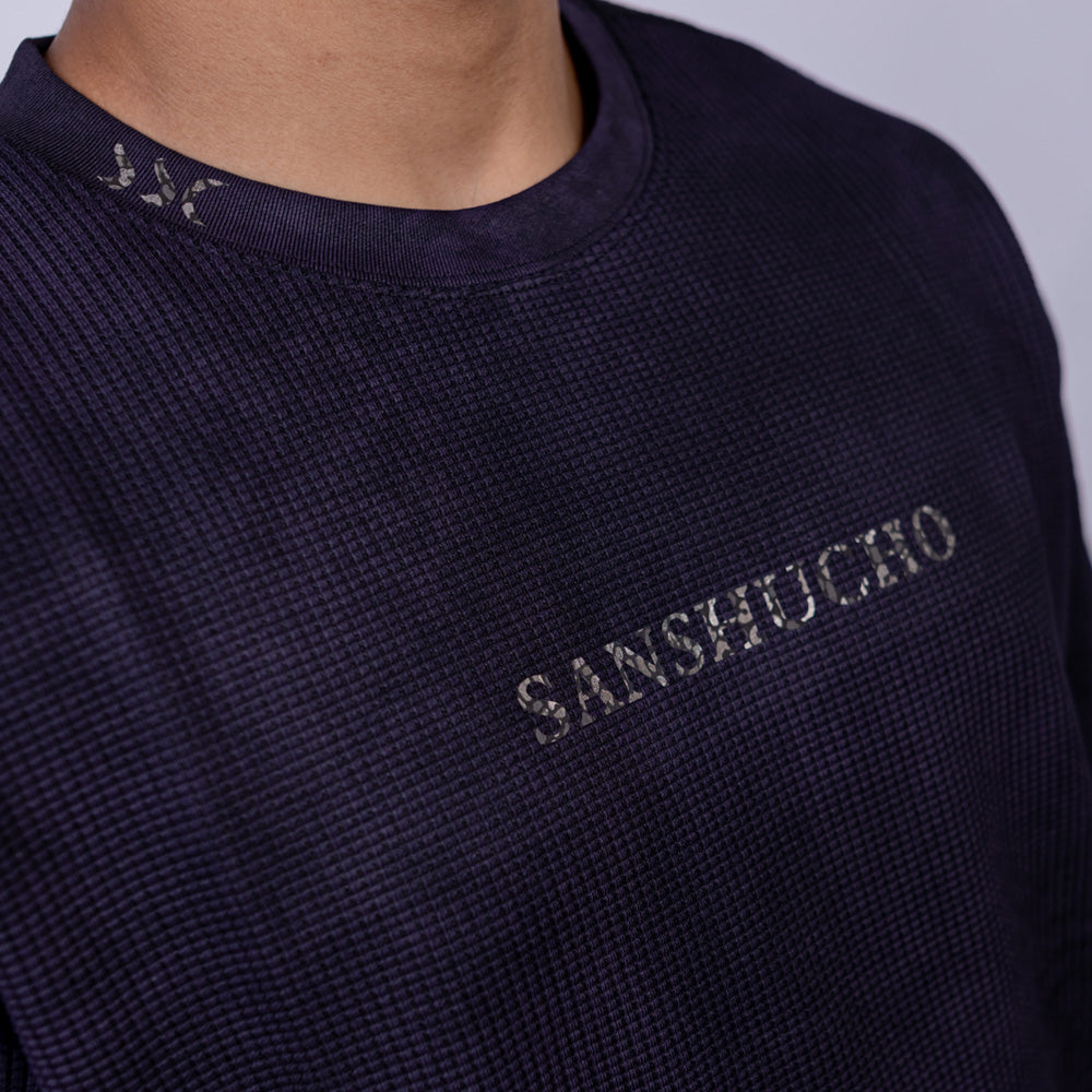 Oversized Waffle Knit Round Neck T-Shirt for Men