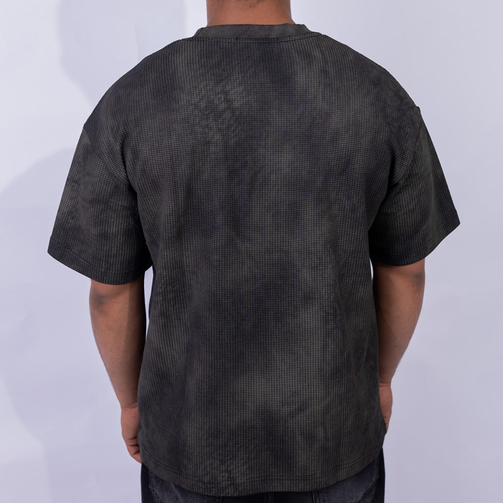 Oversized Waffle Knit Round Neck T-Shirt for Men