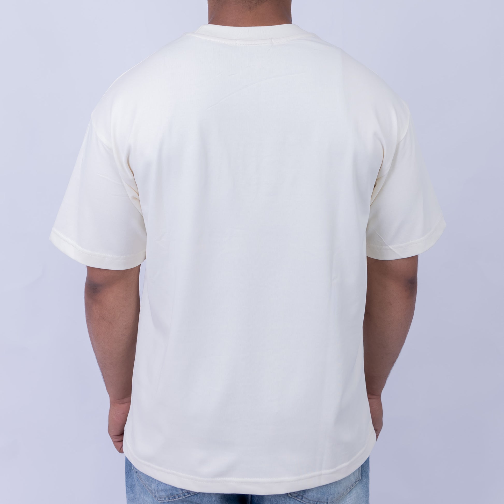 Giovane Oversized Men's Lightweight Cotton Chest Graphic Print Crew Neck T-Shirt