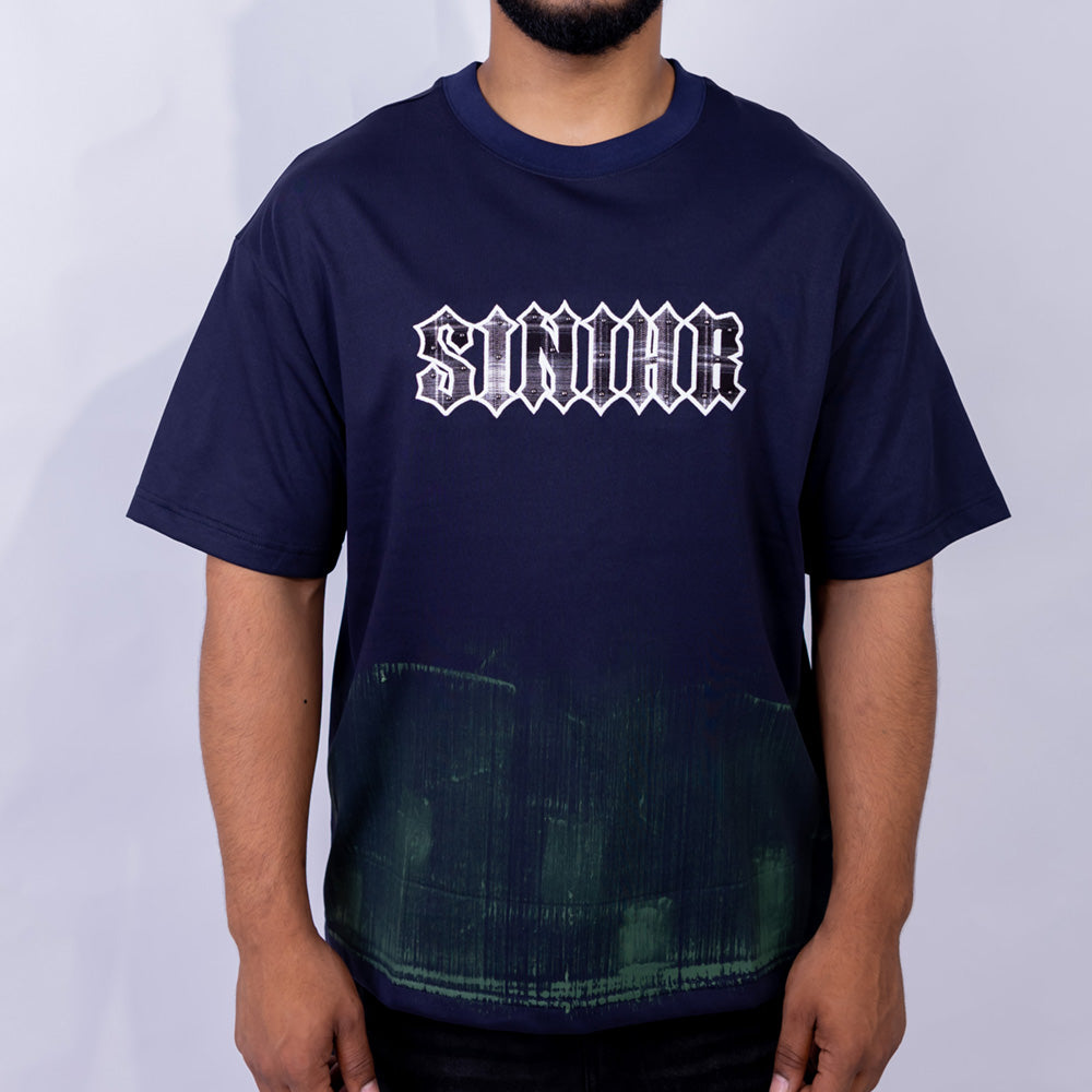 Oversized Cotton Graphic Print Round Neck T-Shirt for Men