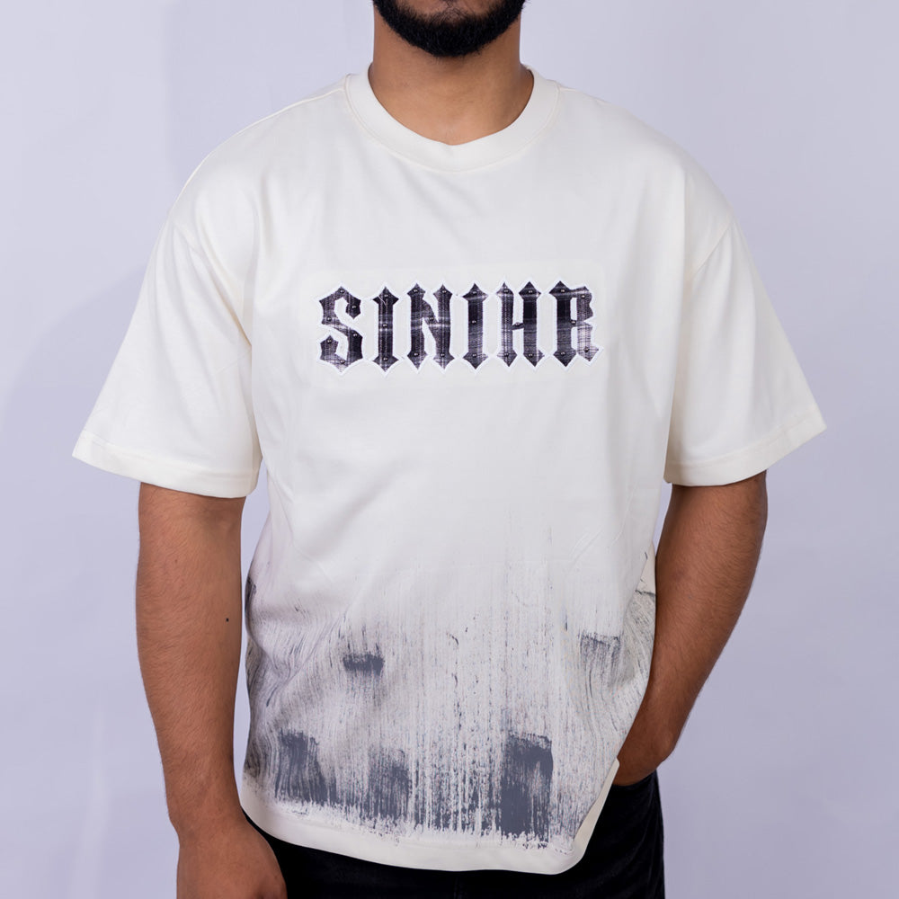 Oversized Cotton Graphic Print Round Neck T-Shirt for Men