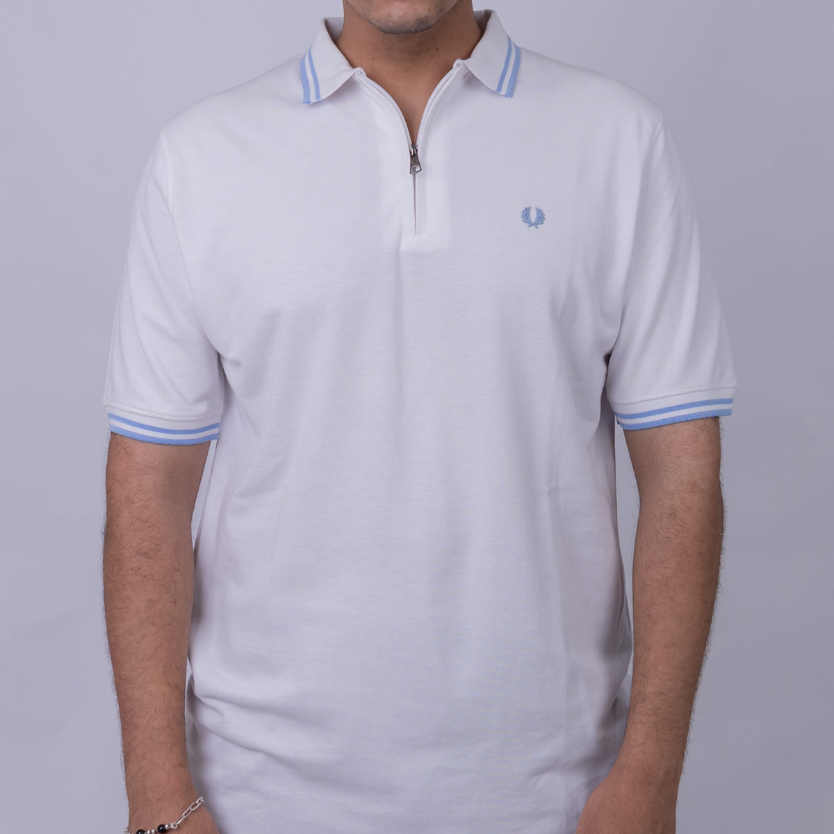Slim Fit Cotton Half-Zip Polo Shirt for Men