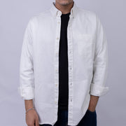 Slim Fit Gabardine Long Sleeve Shirt with Chest Pocket for Men