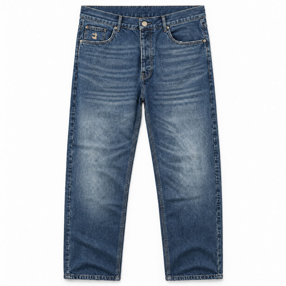 Straight Leg Jeans Washed Denim 