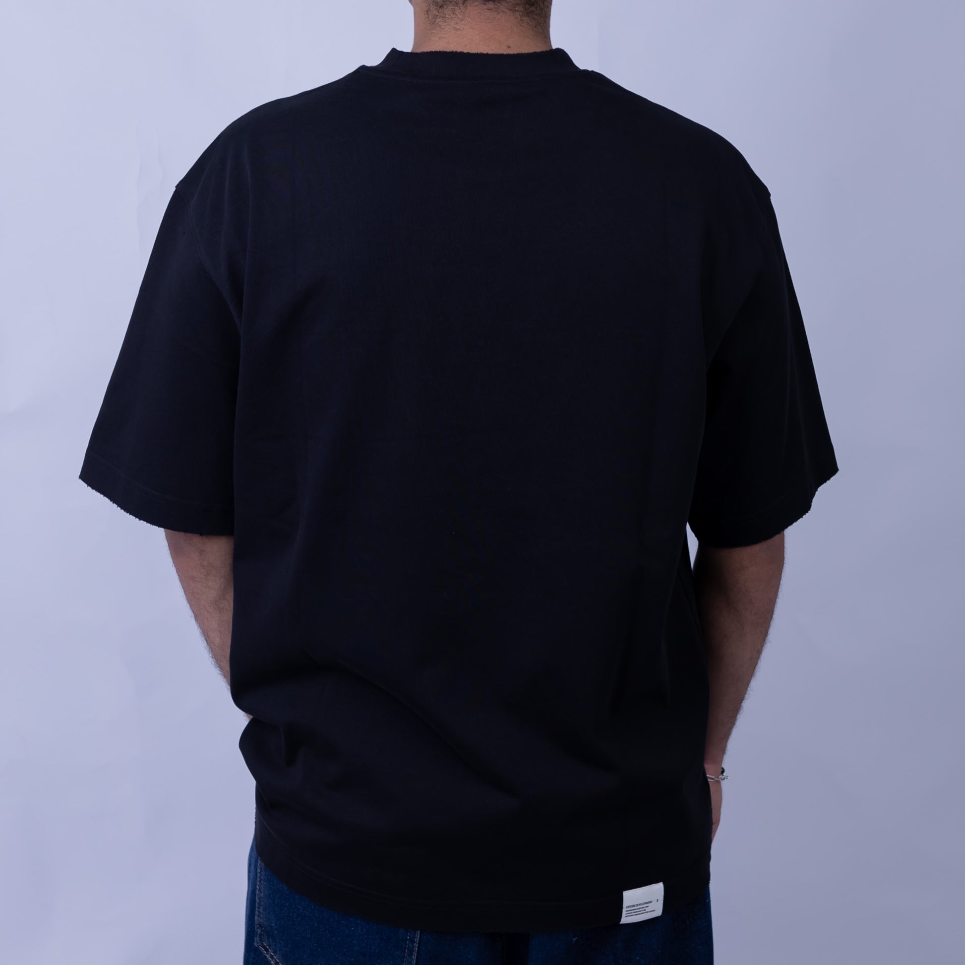 Oversized Men's 100% Cotton Chrome Print & Embroidery Mock Neck T-Shirt