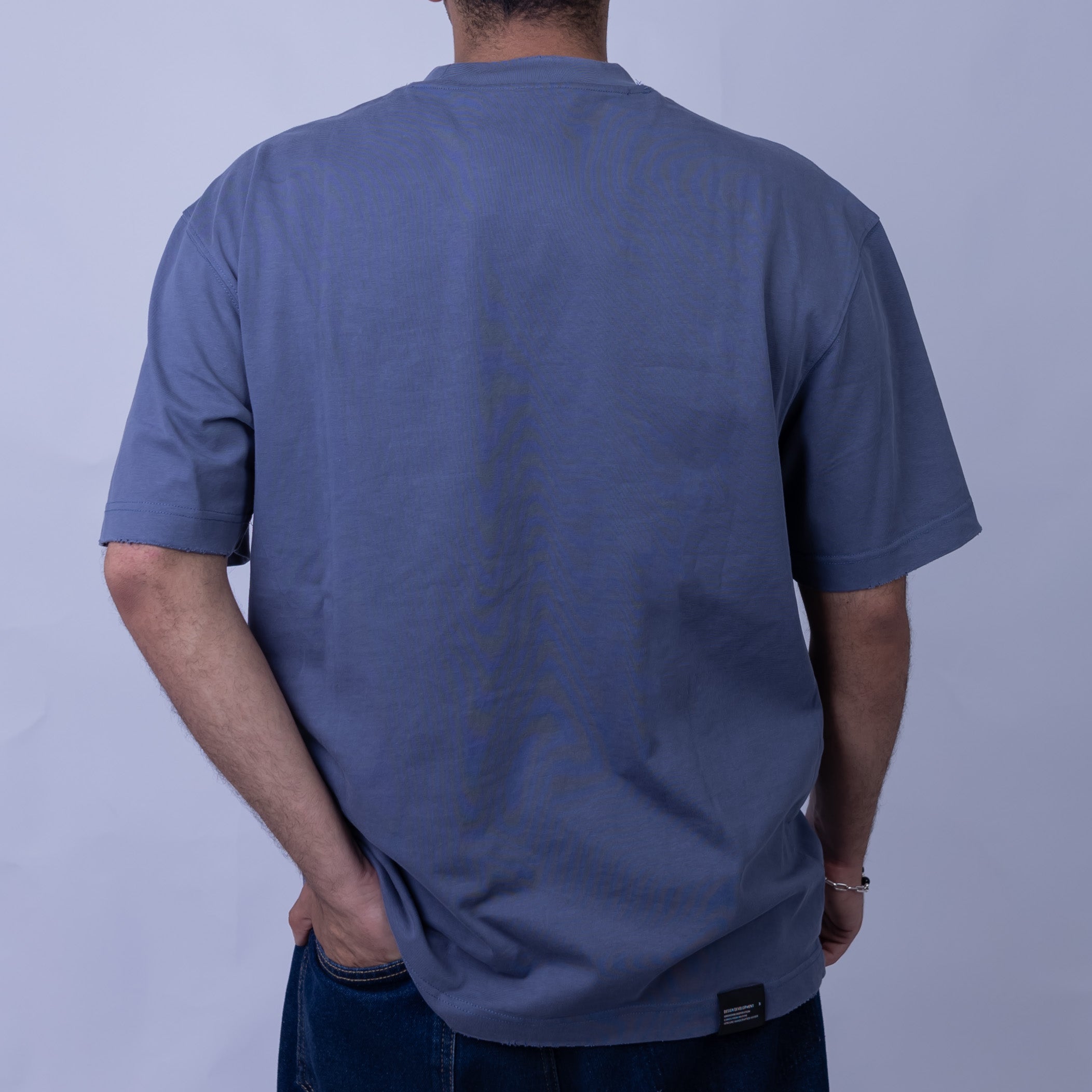 Oversized Men's 100% Cotton Chrome Print & Embroidery Mock Neck T-Shirt