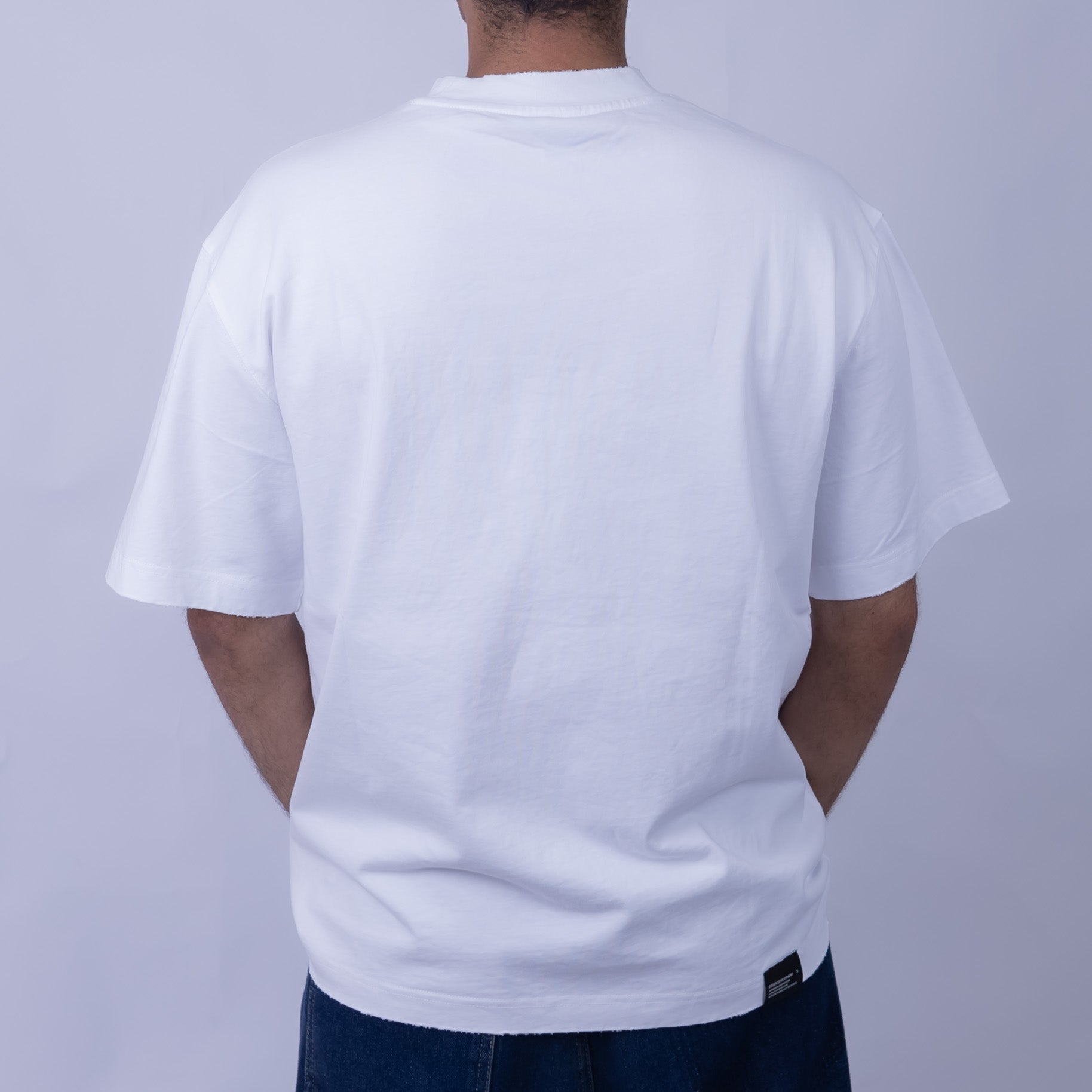 Oversized Men's 100% Cotton Chrome Print & Embroidery Mock Neck T-Shirt