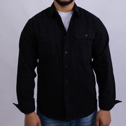 Relaxed Fit Gabardine Long Sleeve Shirt for Men