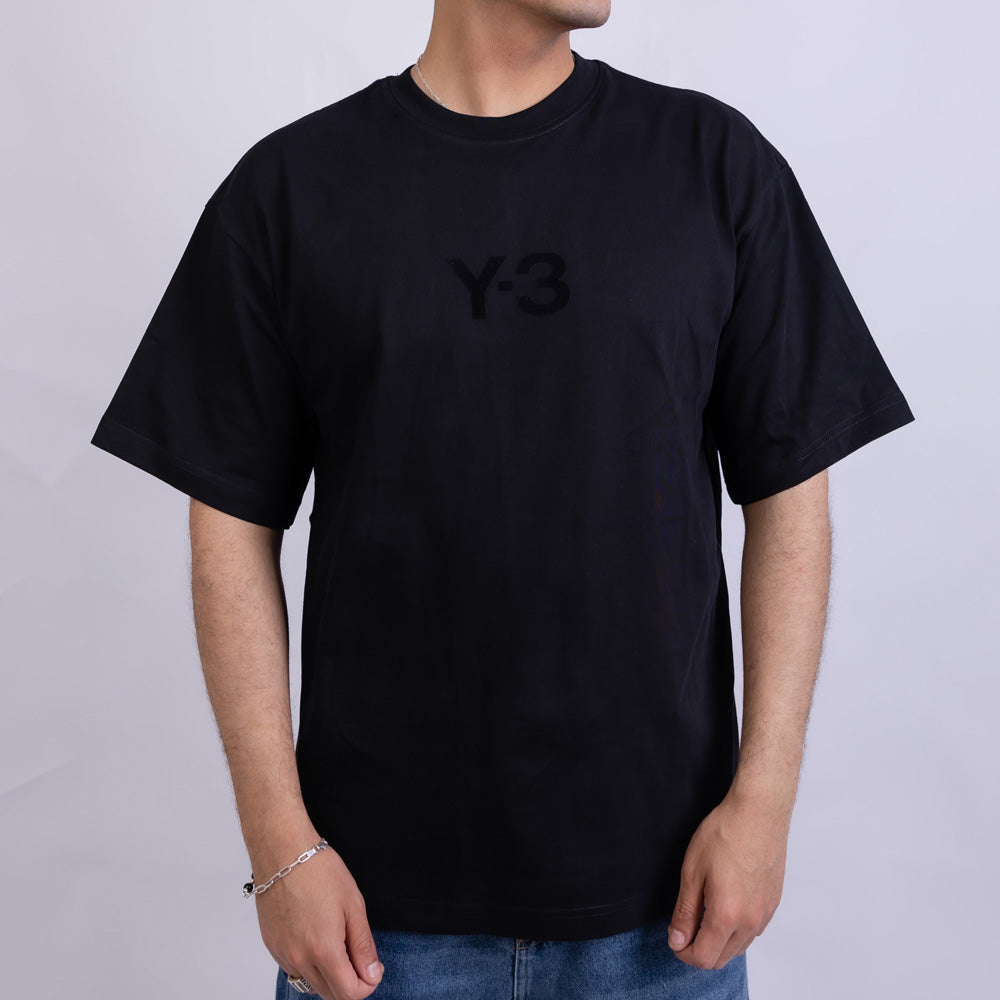 Oversized Men's Cotton Front & Back Graphic Print Mock Neck T-Shirt