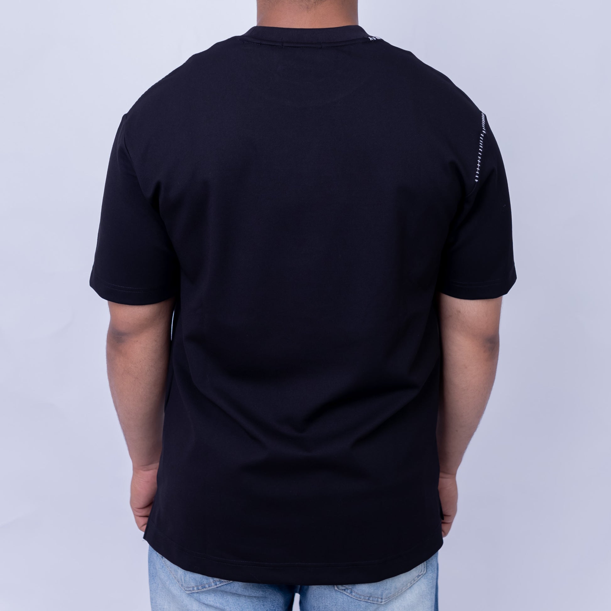 Oversized Men's Cotton Blend Contrast Stitch Crew Neck T-Shirt