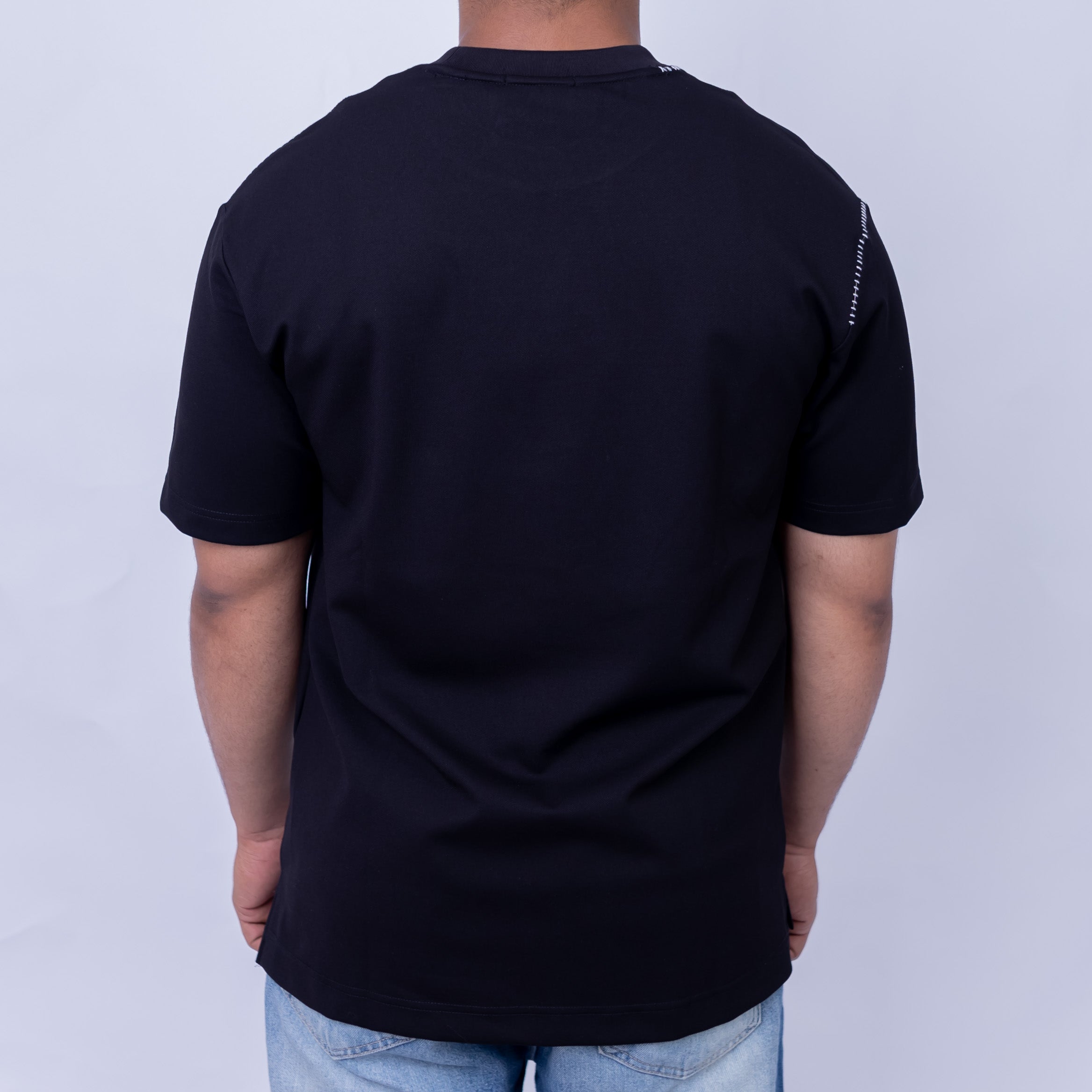 Oversized Men's Cotton Blend Contrast Stitch Crew Neck T-Shirt